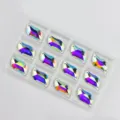 S-förmige AB Glas Strasssteine zum Aufnähen doppelte Löcher DIY Kleidungsstücke Zubehör - 6*12 mm 72 Stk./Packung / AB-Farbe