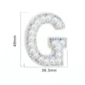 Rhinestone pearl letter G patch, non-woven fabric backing, DIY clothing accessory. - Letter G