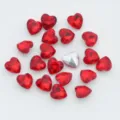 Heart-shaped crystal glass rhinestones, pointed-bottom red and silver gems for DIY crafts. - Red