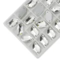 S-förmige Glas Näh-Strasssteine klare Kristall flache Rückseite DIY Kleidungsstück Dekor - 6*12 mm 72 Stk./Packung / Klarweiß