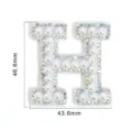 Pearl rhinestone letter H patch, DIY embroidered alphabet badge for clothing, hat, bag. - Letter H