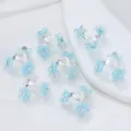 Blue flower bead caps alloy rhinestone DIY jewelry findings spacer beads handmade craft parts - 16mm / 8 Lake Blue