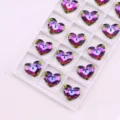 Ciondolo strass cristallo cuore grasso 17mm AB fai da te gioielli accessori perle - 6 Pezzi/Confezione / 04 Arcobaleno