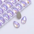 Purple AB K9 Glass Teardrop Sew-on Rhinestones 2-Hole Flatback Crystal Gems for DIY Crafts - Crystal Purple AB