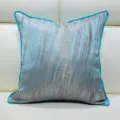 Funda de cojín de sofá azul moderna minimalista a rayas para decoración de cama de dormitorio - 30x50cm Funda de Cojín Lumbar Pequeña Solo / Turquesa estilo AB con ribete