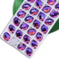 Sew-on oval crystal rhinestones flatback double holes glass rhinestones for DIY apparel crafts - Medium Purple AB