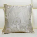 New Chinese luxury throw pillow cover with elegant golden embroidered plant pattern for sofa. - Khaki 03 Piping