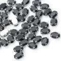 Strass di vetro nero ovale per abiti da sposa fai da te e accessori per cucire indumenti. - 10 x 14 mm 50 pz/confezione / 7 Nero