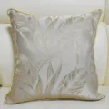 Luxurious jacquard throw pillow cover with gold leaf pattern for modern sofa home decor - Khaki 08 Piping