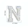 Pearl rhinestone letter N patch embroidered clothing accessory DIY decorative patch size 48.7x41.3mm - Letter N