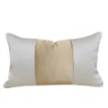 Fodera per cuscino rettangolare stile cinese in raso dorato e tessuto bianco per divano. - 40x60cm (Grande Cuscino Lombare con Imbottitura in Cotone PP) / Bianco Sporco AB Senza Profilo