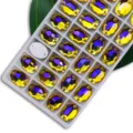 Sew-on oval AB crystal rhinestones flatback double hole glass gems for DIY garment decor - 40 Golden Yellow AB