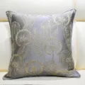 New Chinese style decorative sofa pillow cover featuring elegant luxury floral jacquard pattern. - Gray 03 With Piping