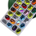 Sew on oval rhinestones flatback crystal glass gems with dual holes for clothing decor - Color Mixing