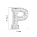Rhinestone pearl letter P patch, non-woven backing, sparkling DIY clothing accessory. - Letter P