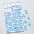 Tropfen Strasssteine zum Aufnähen, schimmernde blaue Farbe, DIY Bekleidungsaccessoires. - 7x12mm 72 Stück/Packung / Hellblau Opal Mokka