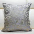 New Chinese style jacquard throw pillow cover, luxury floral cushion case for sofa decor. - Gray 06 With Piping