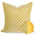 Yellow striped throw pillow cover modern decorative cushion cover for sofa living room - 40x60cm Large Lumbar Pillow with PP Cotton Insert / Yellow & White Striped AB Style With Piping