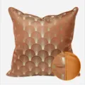 Fodera per cuscino decorativa moderna con motivo a ventaglio art deco geometrico di lusso. - 40x60cm (Grande Cuscino Lombare con Imbottitura in Cotone PP) / Stile AB Arancione (Bordo)