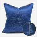 Blue square cushion cover with cracked gold pattern and elegant piping. Perfect for hotel decor. - Blue Texture AB Edging Style