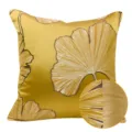 Federa per cuscino dorata con motivo di foglie di ginkgo, copricuscino divano di lusso con dettaglio. - Oro Stile Senza Profilo AB