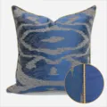 Fodera per cuscino blu con motivo astratto e bordo dorato per decorazione divano letto - 40x60cm con Anima in Cotone PP / Blu
