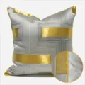 Federa per cuscino quadrata moderna di lusso, con righe nere e oro eleganti per soggiorno e camera. - 40x60cm (Grande Cuscino Lombare con Imbottitura in Cotone PP) / Grigio Stile Profilo AB