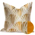 Fodera per cuscino decorativo con motivo a ventaglio oro e bianco, copricuscino moderno divano. - 30x50cm (Piccola Federa per Cuscino Lombare Solo) / Oro Stile Senza Profilo AB