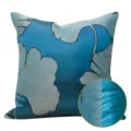 Federa per cuscino blu con elegante motivo a foglie, moderno cuscino da divano per salotto. - Blu Pavone AB senza Bordatura