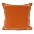 Housse de coussin en peluche orange avec bordure brodée à triple ligne blanche pour salon. - Orange classique cadre blanc - style brodé en velours résistant