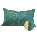 Teal gold leaf throw pillow cover decorative cushion case for modern luxury sofa home decor - Green Striped AB Style without Piping