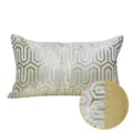 Close-up detail of luxury throw pillow featuring geometric jacquard pattern and solid gold back. - 30x50cm (Small Lumbar Pillow Cover Only) / Beige Gold AB without Piping (Random Pattern Placement)