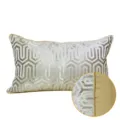 Detail view showing exquisite jacquard texture and elegant gold piping of luxury cushion cover. - 30x50cm (Small Lumbar Pillow Cover Only) / Beige Gold AB Style with Piping (Random Pattern Placement)