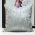 Housse de coussin décorative bleue et argentée style abstrait pour canapé, déco maison chic. - 30x50cm (Petite Housse de Coussin Lombaire Seulement) / Bleu Jade Géométrique AB Sans Passepoil