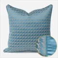 Blue square throw pillow cover modern luxury home decor cushion case with fine texture. - 30x50cm Small Lumbar Pillow Cover Only / Blue AB Piping Style