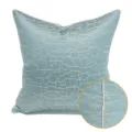 Moderno copricuscino da divano di lusso, tessuto craquelé azzurro con elegante piping bianco. - 45x45cm [Piccolo Cuscino con Imbottitura in Piuma] / Stile AB Blu Verde (Bordo)