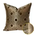 Federa per cuscino geometrico di lusso con motivo esagonale dorato per soggiorno moderno. - 40x60cm (Grande Cuscino Lombare con Imbottitura in Cotone PP) / Marrone AB senza Profilo