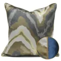 Luxueuse housse de coussin abstraite bleue et or motif vagues pour canapé salon et lit - 30x50cm (Petite Housse de Coussin Lombaire Seulement) / Style AB bleu-or avec passepoil