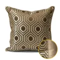 Brown gold geometric hexagonal throw pillow cover luxury modern square cushion case for home. - 30x50cm Small Lumbar Pillow Cover Only / Brown AB with Piping