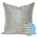 Luxury grey gold geometric throw pillow cover modern square cushion case decorative. - 30x50cm Small Lumbar Pillow Cover Only / Blue-Yellow AB with Piping