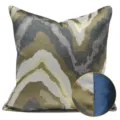 Housse de coussin abstraite bleue et dorée de luxe, étui de coussin à motif de vagues - 30x50cm (Petite Housse de Coussin Lombaire Seulement) / Bleu et Or AB Sans Passepoil