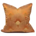Fodera per cuscino decorativa di lusso arancione dorata con motivo a ventaglio divano. - 30x50cm (Piccola Federa per Cuscino Lombare Solo) / Stile AB Arancione (Bordo)