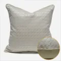 Grey luxury square throw pillow cover with elegant textured fabric and chic border design. - 30x50cm Small Lumbar Pillow Cover Only / White AB with Piping
