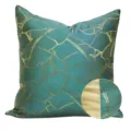 Fodera per cuscino verde teal e oro con motivo tropicale e dettaglio in primo piano. - 30x50cm (Piccola Federa per Cuscino Lombare Solo) / Righe verdi stile AB senza bordino