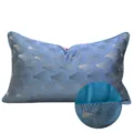 Fodera per cuscino blu-verde con motivo a ventaglio, elegante federa in velluto per divano. - 40x60cm (Grande Cuscino Lombare con Imbottitura in Cotone PP) / Blu Stile Senza Profilo AB