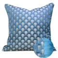 Modern minimalist dark blue fan pattern sofa cushion cover luxury square pillowcase for home - 30x50 cm Lumbar Pillow Case Only / Azure Blue AB Version Without Piping