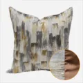 Federa per cuscino astratta moderna lusso oro grigio copricuscino per divano soggiorno - 40x60cm (Grande Cuscino Lombare con Imbottitura in Cotone PP) / Stile AB caffè dorato - Senza bordino (posizione del motivo casuale)