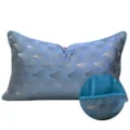 Federa decorativa con motivo a ventaglio blu-verde, variante cuscino in morbido velluto. - 40x60cm (Grande Cuscino Lombare con Imbottitura in Cotone PP) / Blu Stile Profilo AB