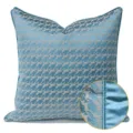 Blue houndstooth throw pillow cover luxury geometric cushion case for sofa bedroom decor. - 30x50cm Small Lumbar Pillow Cover Only / Blue AB with Piping