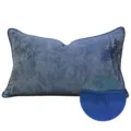 Cojín Lumbar de Terciopelo Nórdico Azul Oscuro Funda de Cojín Decorativa Sofá Cama - Funda de almohada lumbar solamente 30x50 cm / Estilo AB azul oscuro con ribete